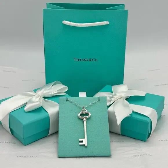 Tiffany & Co. Large Key Pendant Necklace Sterling Silver 925 Gift Box Authentic - Picture 11 of 12
